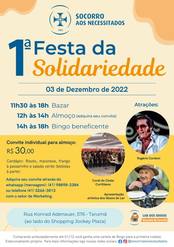 1ª Festa da Solidariedade no Lar dos Idosos Recanto do Tarumã 1ª Festa da Solidariedade no Lar dos Idosos Recanto do Tarumã