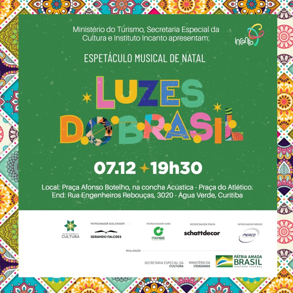 Luzes do Brasil: espetáculo de Natal gratuito do Instituto Incanto acontecerá na Praça do Athletico, em Curitiba (PR)