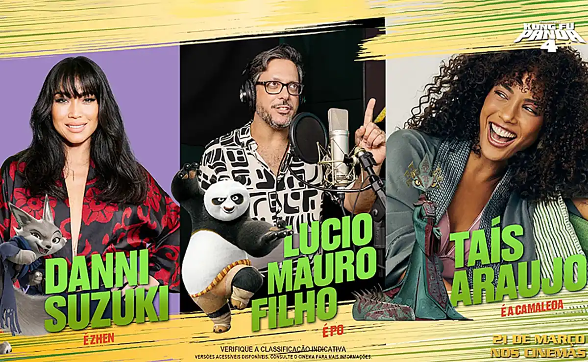 Taís Araujo e Danni Suzuki se juntam a Lucio Mauro Filho no elenco de dublagem do aguardado Kung Fu Panda 4