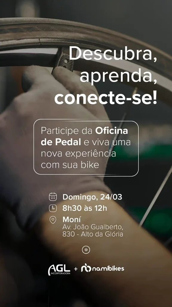 AGL e Nami Bikes promovem oficinas gratuitas para ciclistas no fim de semana AGL e Nami Bikes promovem oficinas gratuitas para ciclistas no fim de semana