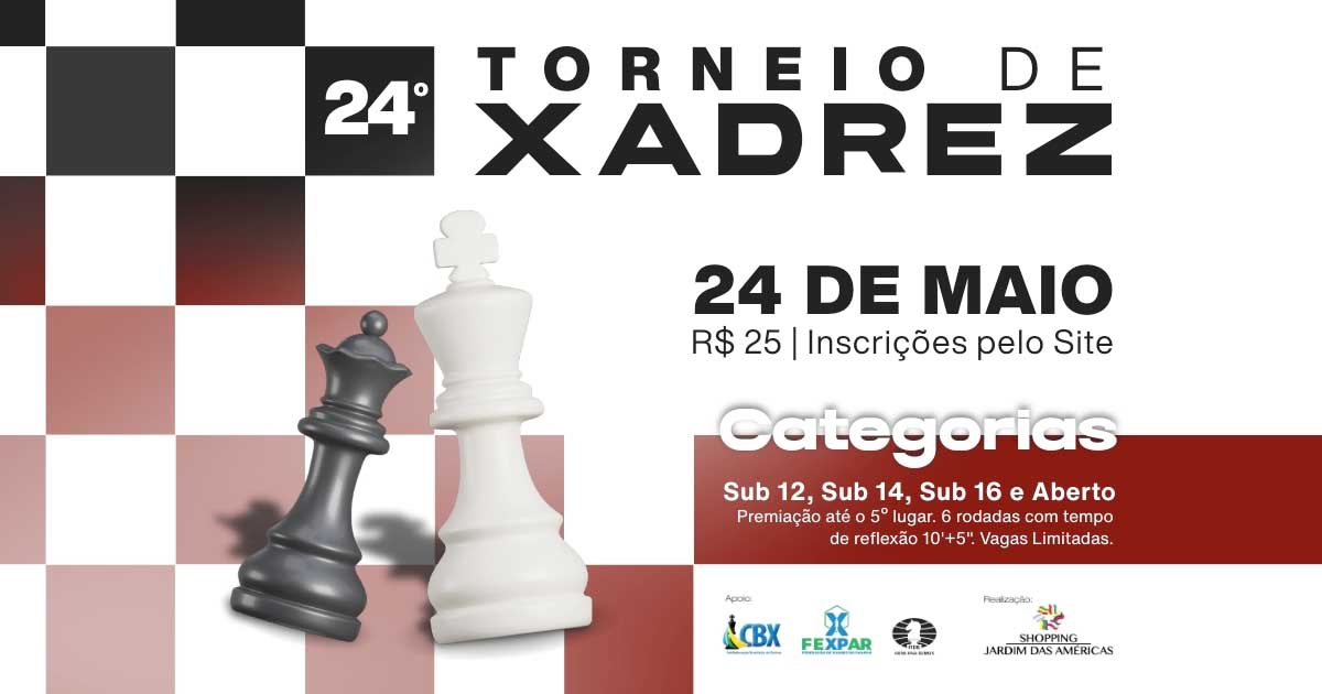 24º Torneio de Xadrez será em maio, no Shopping Jardim das Américas