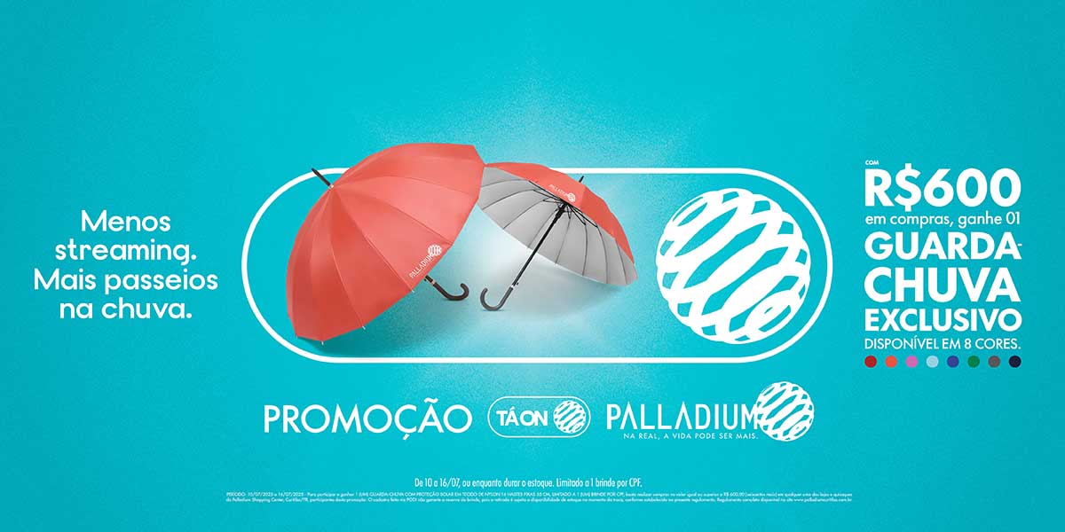 Shopping Palladium Curitiba lança campanha de inverno com guarda-chuva exclusivo como presente Shopping Palladium Curitiba lança campanha de inverno com guarda-chuva exclusivo como presente